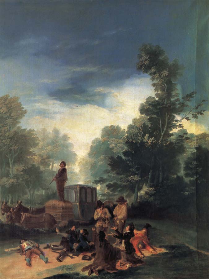 Highwaymen attacking a  Coach